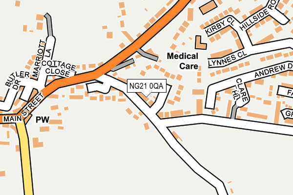 NG21 0QA map - OS OpenMap – Local (Ordnance Survey)