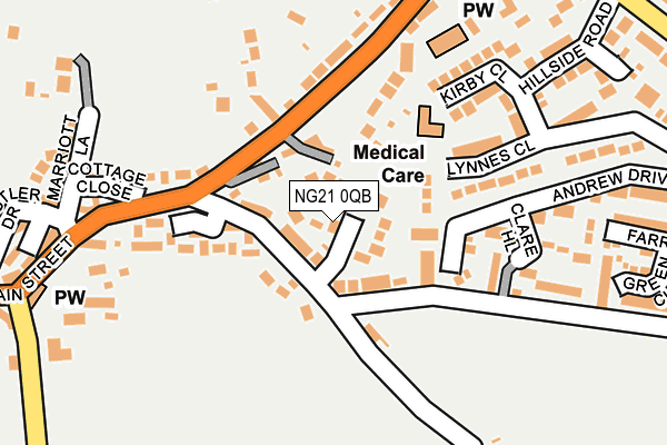 NG21 0QB map - OS OpenMap – Local (Ordnance Survey)