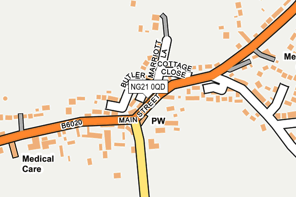 NG21 0QD map - OS OpenMap – Local (Ordnance Survey)