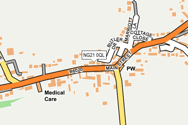 NG21 0QL map - OS OpenMap – Local (Ordnance Survey)