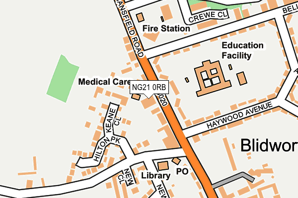 NG21 0RB map - OS OpenMap – Local (Ordnance Survey)