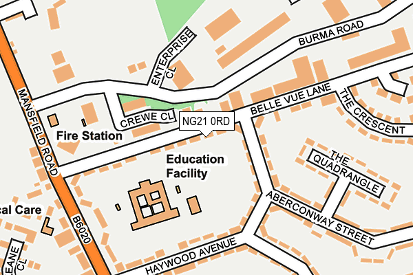 NG21 0RD map - OS OpenMap – Local (Ordnance Survey)