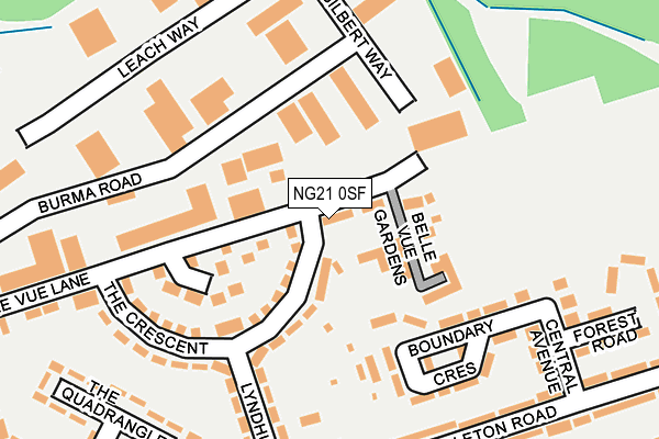 NG21 0SF map - OS OpenMap – Local (Ordnance Survey)