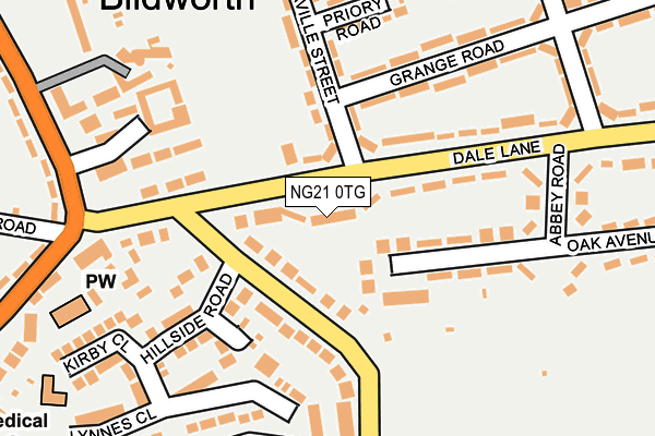 NG21 0TG map - OS OpenMap – Local (Ordnance Survey)