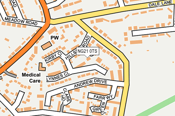 NG21 0TS map - OS OpenMap – Local (Ordnance Survey)