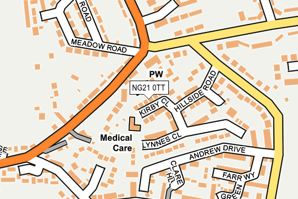 NG21 0TT map - OS OpenMap – Local (Ordnance Survey)