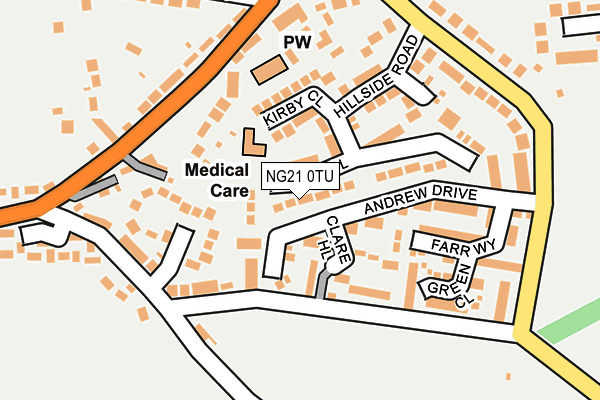 NG21 0TU map - OS OpenMap – Local (Ordnance Survey)