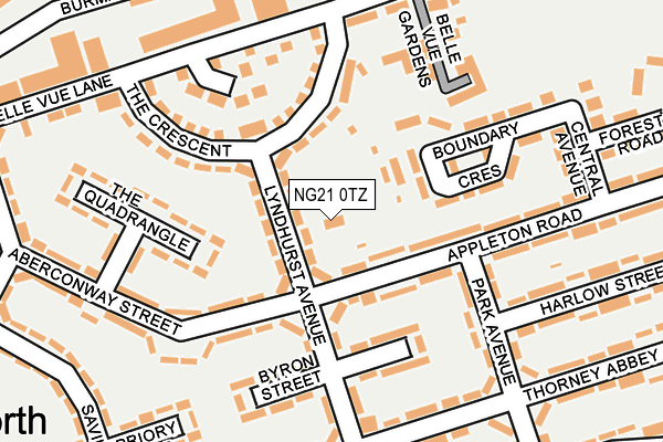 NG21 0TZ map - OS OpenMap – Local (Ordnance Survey)