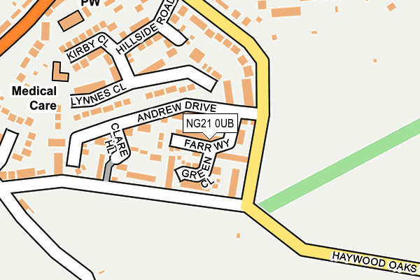 NG21 0UB map - OS OpenMap – Local (Ordnance Survey)