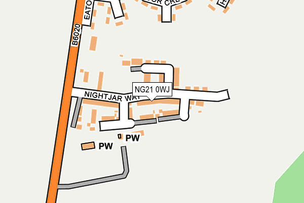 NG21 0WJ map - OS OpenMap – Local (Ordnance Survey)