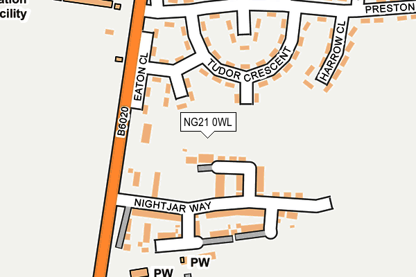 NG21 0WL map - OS OpenMap – Local (Ordnance Survey)