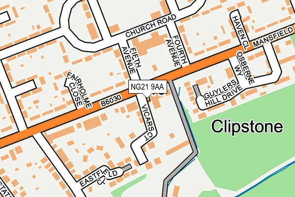 NG21 9AA map - OS OpenMap – Local (Ordnance Survey)