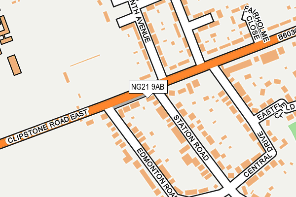 NG21 9AB map - OS OpenMap – Local (Ordnance Survey)