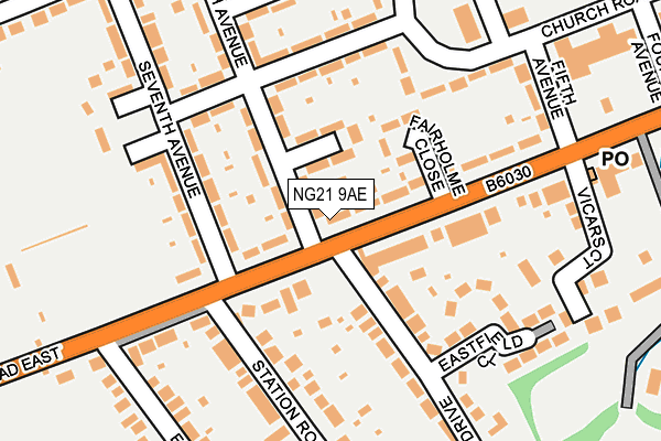 NG21 9AE map - OS OpenMap – Local (Ordnance Survey)