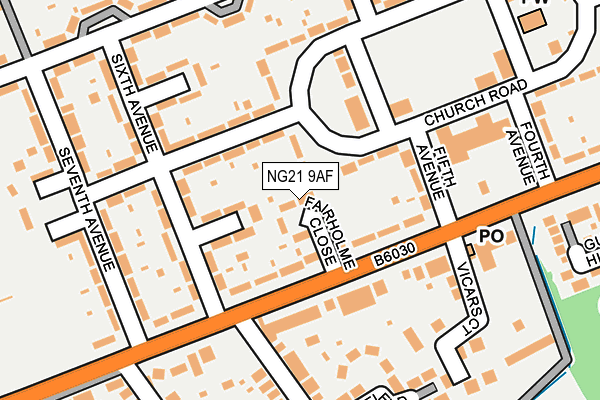 NG21 9AF map - OS OpenMap – Local (Ordnance Survey)