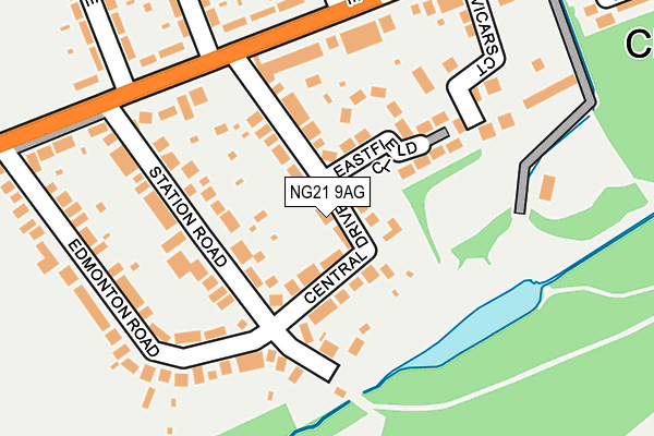 NG21 9AG map - OS OpenMap – Local (Ordnance Survey)