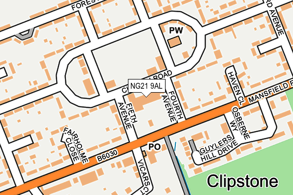NG21 9AL map - OS OpenMap – Local (Ordnance Survey)
