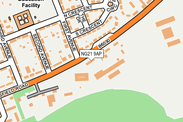 NG21 9AP map - OS OpenMap – Local (Ordnance Survey)