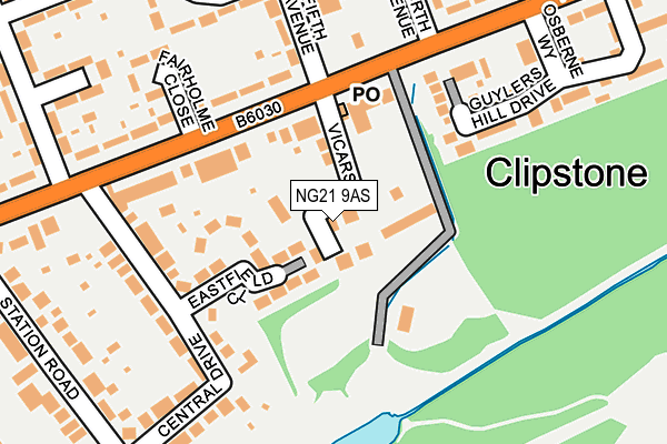 NG21 9AS map - OS OpenMap – Local (Ordnance Survey)