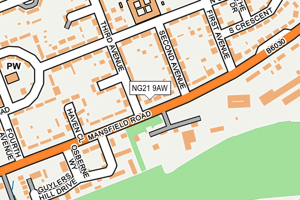 NG21 9AW map - OS OpenMap – Local (Ordnance Survey)