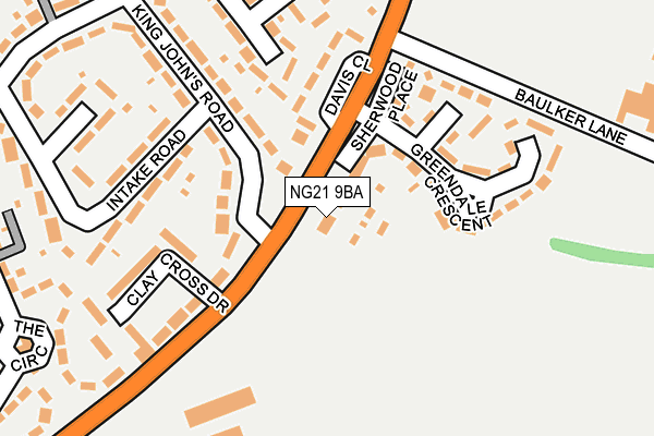 NG21 9BA map - OS OpenMap – Local (Ordnance Survey)