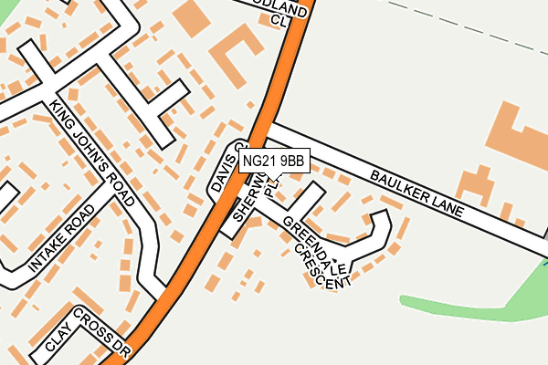 NG21 9BB map - OS OpenMap – Local (Ordnance Survey)