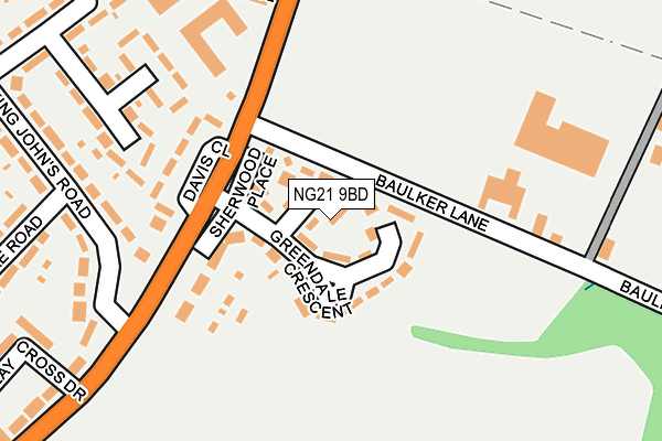 NG21 9BD map - OS OpenMap – Local (Ordnance Survey)