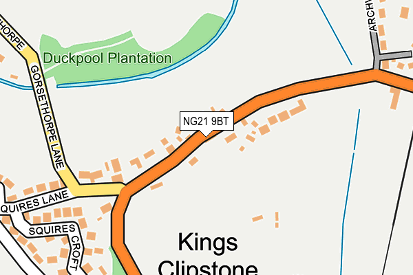 NG21 9BT map - OS OpenMap – Local (Ordnance Survey)