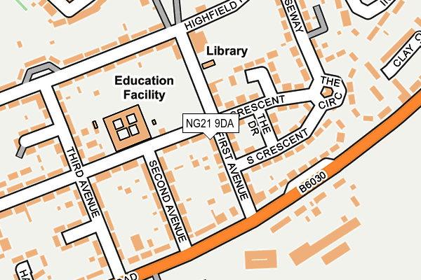 NG21 9DA map - OS OpenMap – Local (Ordnance Survey)