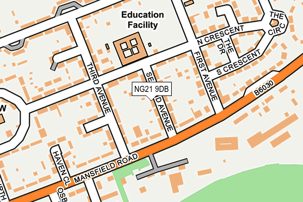 NG21 9DB map - OS OpenMap – Local (Ordnance Survey)