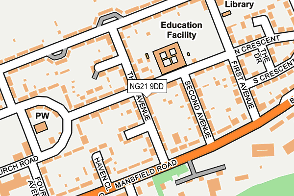 NG21 9DD map - OS OpenMap – Local (Ordnance Survey)