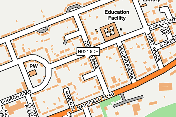 NG21 9DE map - OS OpenMap – Local (Ordnance Survey)