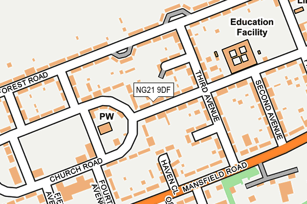 NG21 9DF map - OS OpenMap – Local (Ordnance Survey)