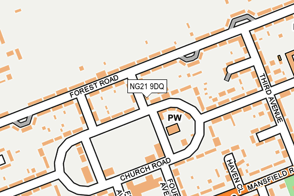 NG21 9DQ map - OS OpenMap – Local (Ordnance Survey)