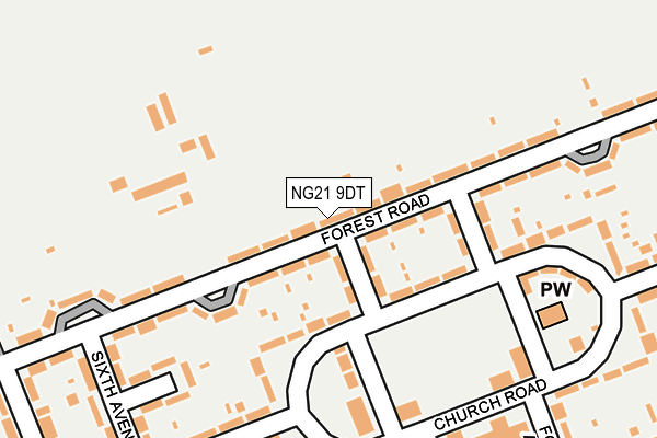 NG21 9DT map - OS OpenMap – Local (Ordnance Survey)