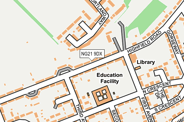 NG21 9DX map - OS OpenMap – Local (Ordnance Survey)