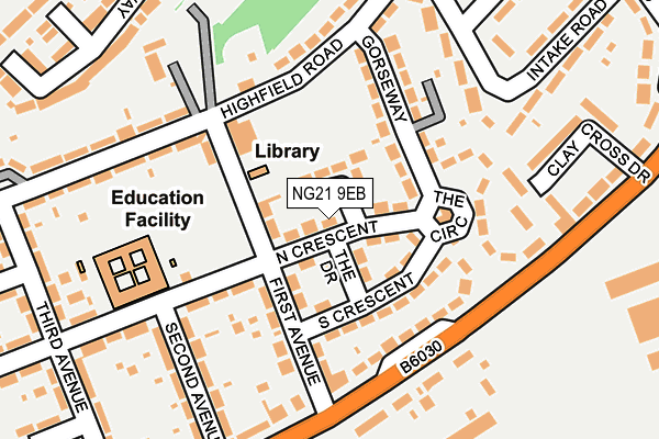 NG21 9EB map - OS OpenMap – Local (Ordnance Survey)