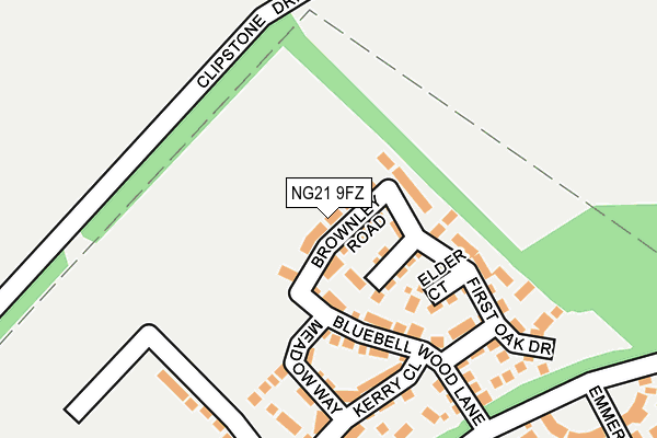 NG21 9FZ map - OS OpenMap – Local (Ordnance Survey)