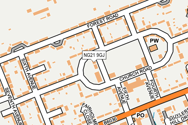 NG21 9GJ map - OS OpenMap – Local (Ordnance Survey)