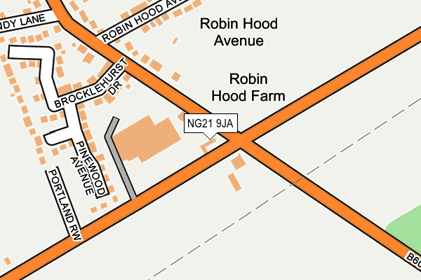 NG21 9JA map - OS OpenMap – Local (Ordnance Survey)