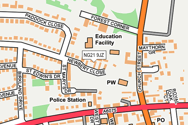 NG21 9JZ map - OS OpenMap – Local (Ordnance Survey)