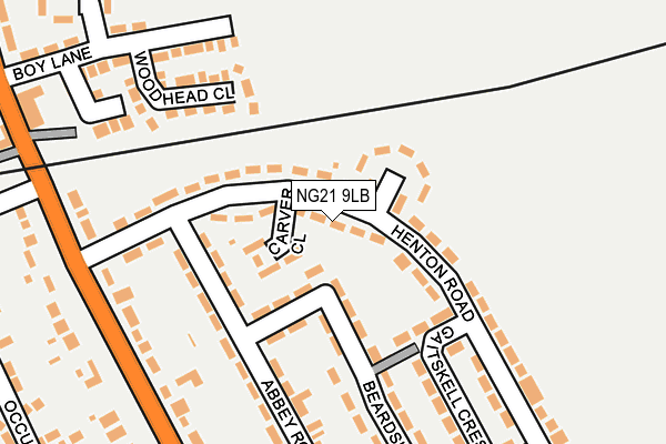 NG21 9LB map - OS OpenMap – Local (Ordnance Survey)