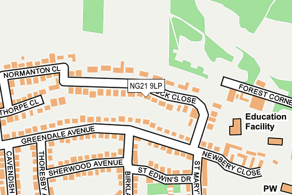 NG21 9LP map - OS OpenMap – Local (Ordnance Survey)