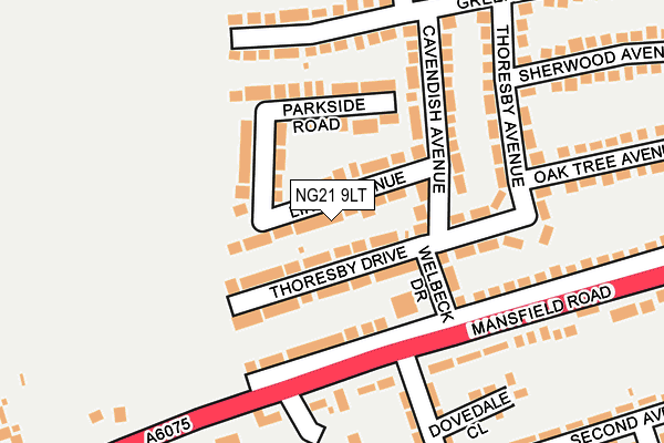 NG21 9LT map - OS OpenMap – Local (Ordnance Survey)