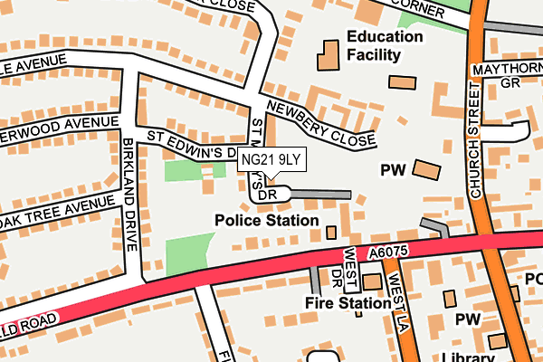 NG21 9LY map - OS OpenMap – Local (Ordnance Survey)