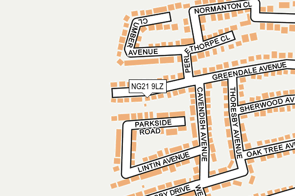 NG21 9LZ map - OS OpenMap – Local (Ordnance Survey)