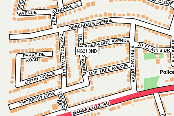 NG21 9ND map - OS OpenMap – Local (Ordnance Survey)