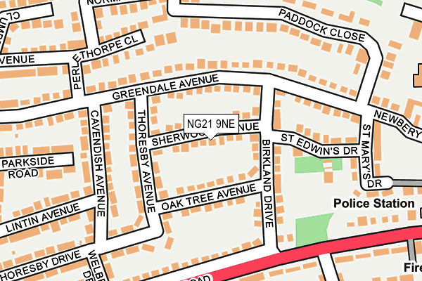 NG21 9NE map - OS OpenMap – Local (Ordnance Survey)