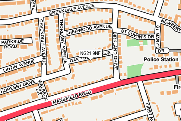 NG21 9NF map - OS OpenMap – Local (Ordnance Survey)