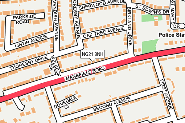 NG21 9NH map - OS OpenMap – Local (Ordnance Survey)